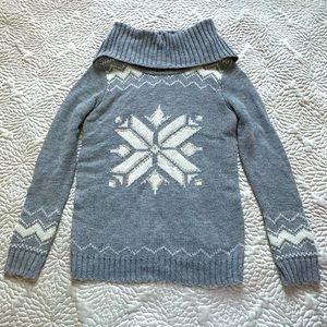 Gray Sequined Snowflake Sweater size small